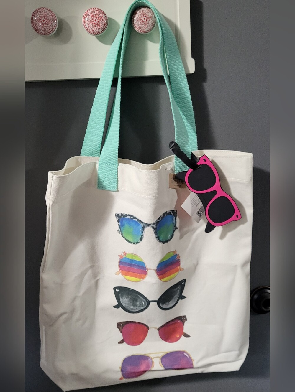 NWT American Eagle Canvas Sunglasses Print Tote Bag with Matching Luggage Tag